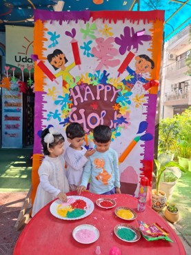 Holi celebration at udayan kidz sec-8