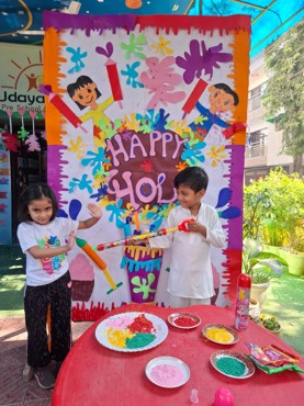 Holi celebration at udayan kidz sec-8