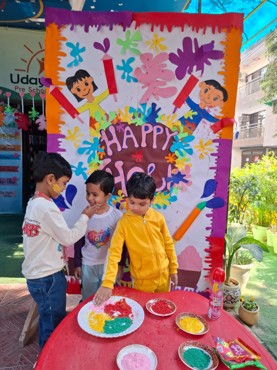 Holi celebration at udayan kidz sec-8